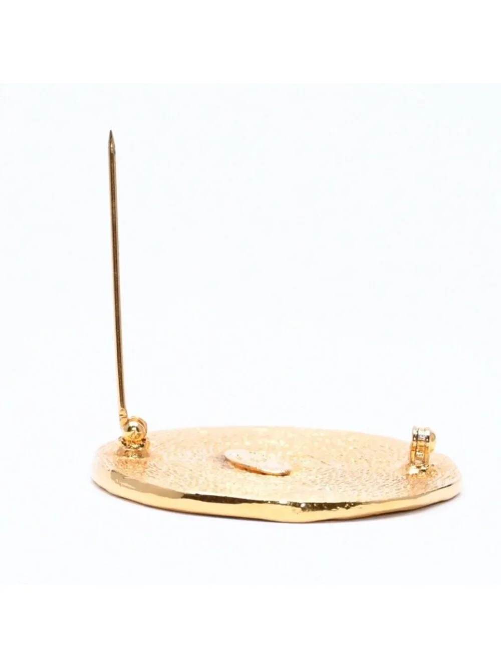 Chanel CC Logo Brooch Metal Cambon Coin Round Gold